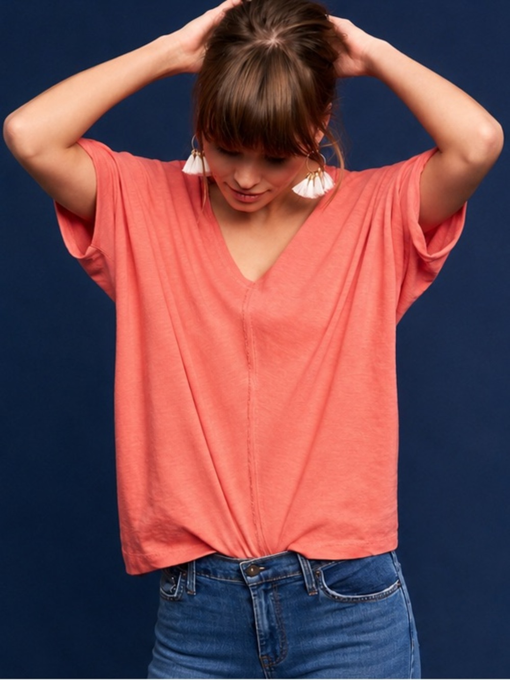 Anthropologie Bordeaux Noelie Coral Dolman Top Casual Relaxed Cotton Size S - Picture 2 of 7